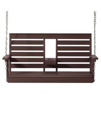 Outdoor 54" HDPE With Cupholders Porch Swing Bench