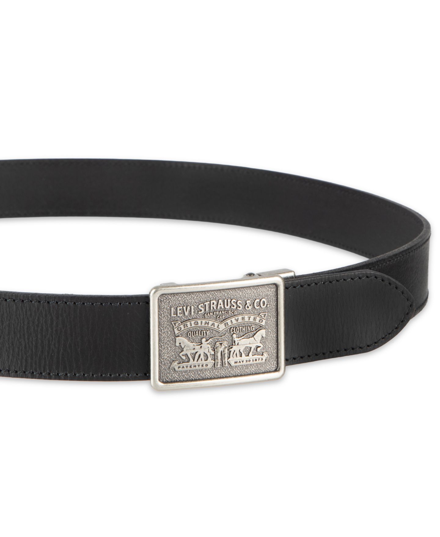 Мужской ремень Levi's Leather Plaque-Buckle Belt, цвет: Чёрный — фото 4