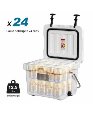 16 Quart 24-Can Capacity Portable Insulated Ice Cooler with 2 Cup Holders