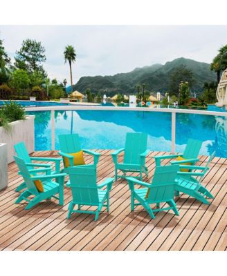 8-Piece Modern Poly Folding Adirondack Chair Set