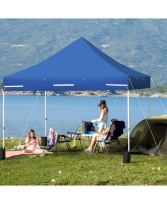 10x10 ft Pop-Up Gazebo with 4 Adjustable Heights & Folding Awning