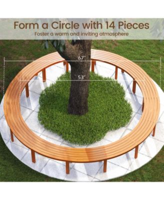 Outdoor Curved Acacia Wood Bench Set of 3 Patio Garden Backless Fire Pit Bench