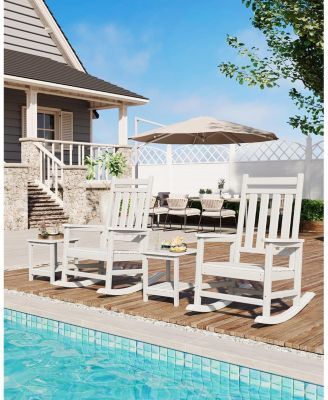 Outdoor Side Table 2-Tier, 18 in HDPE All Weather Resistant Patio Side Tables for Outside, End Table for Patio Pool Deck Indoor Backyard