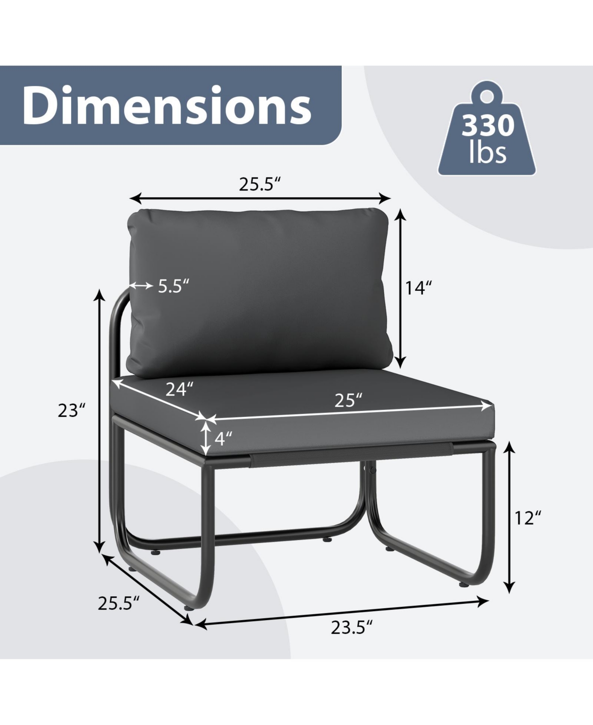 Gymax Patio Chairs Set of 2 w/ Removable Cushions Heavy Duty Metal Frame Poolside