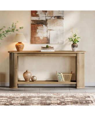 63" Console Table with Shelf, Slim Entryway Sofa Table for Living Room