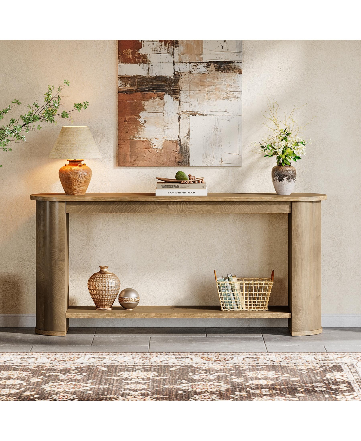 Tribesigns 63" Console Table with Shelf, Slim Entryway Sofa Table for Living Room