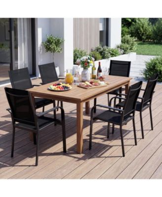 Patio Dining Chairs Set of 6 w/Metal Frame Breathable Mesh Fabric Backrest