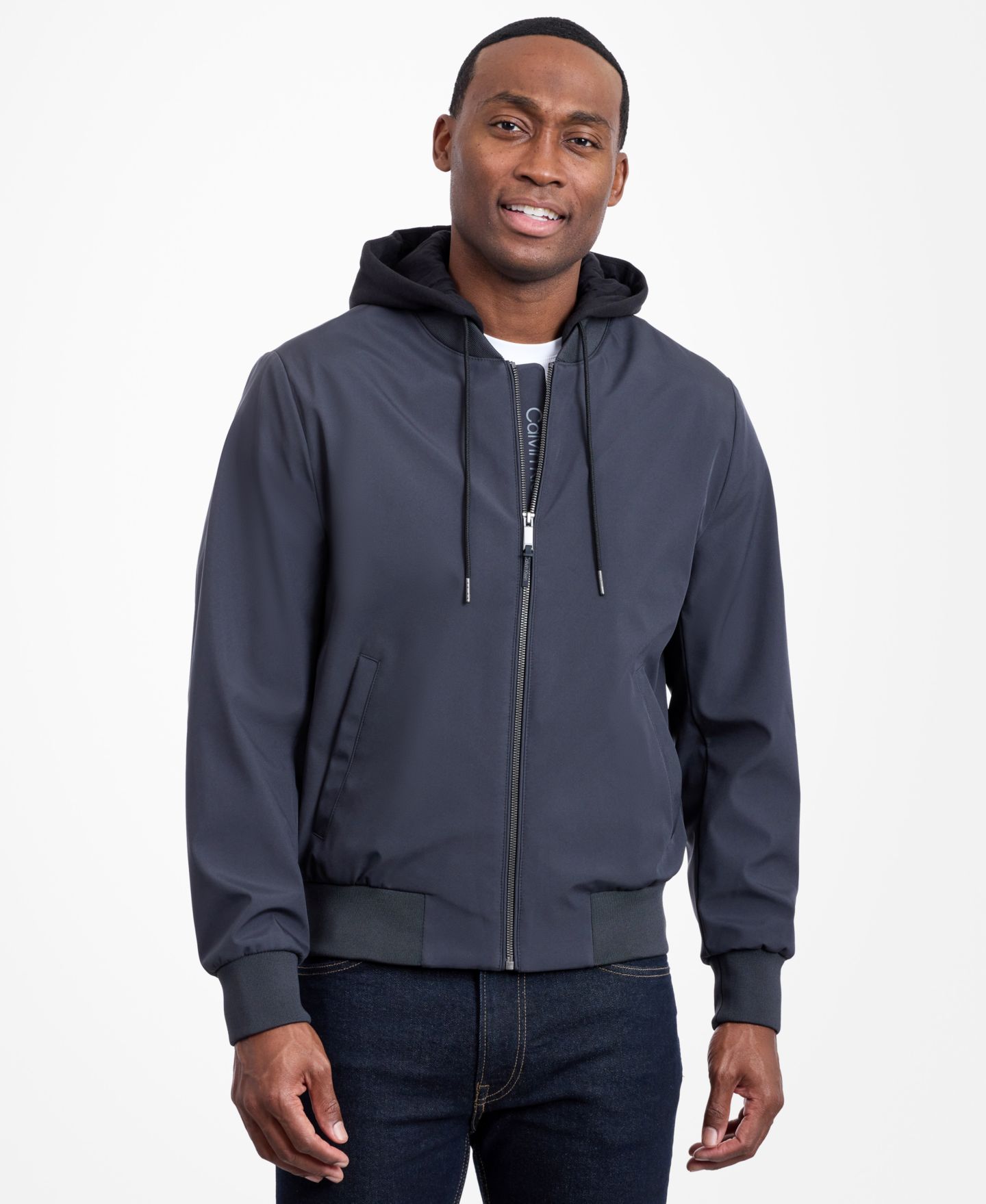 Мужская куртка Calvin Klein Bomber Knit Hood, цвет: Железный — фото 6