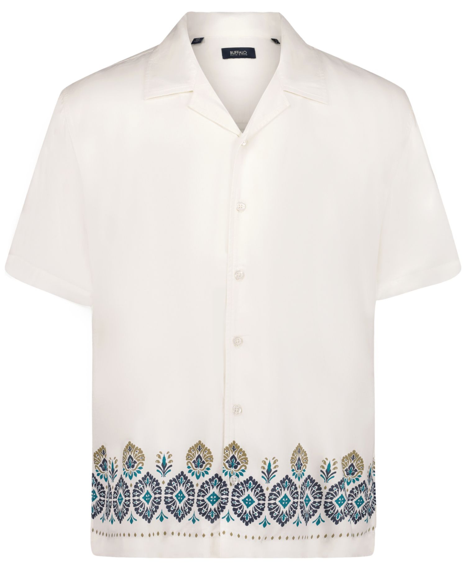 Men's Embroidered Border Print Camp Shirt