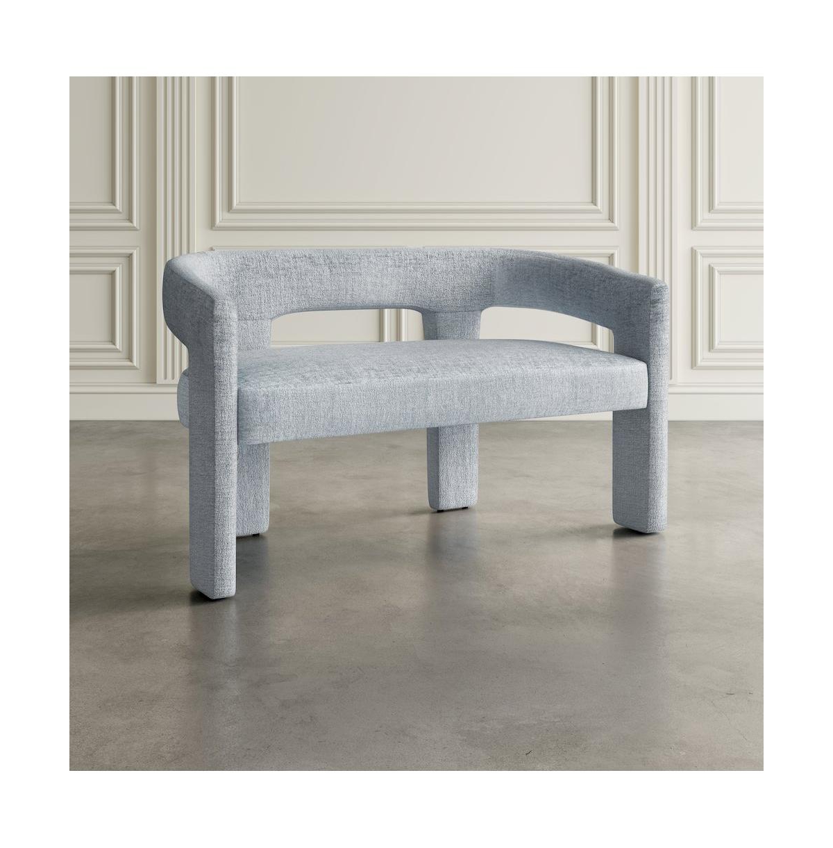 Jofran Gwen Modern Luxury Jacquard Fabric Upholstered Sculpture Bench