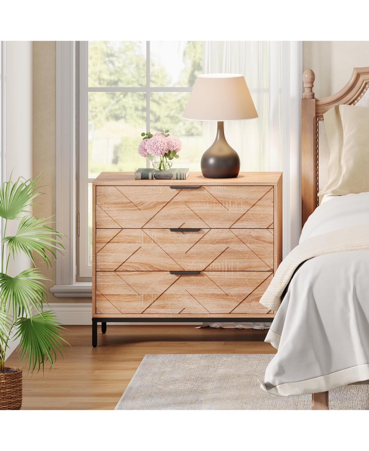 Tribesigns 31" Wide Night Stand with Metal Legs