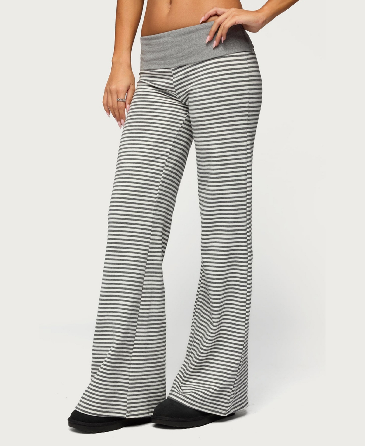 Edikted Womens Meggy Striped Fold Over Pants