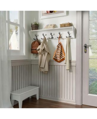 Lightweight Hardwood Coat Rack with 5 Hooks for Entryways