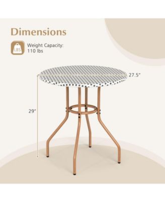 27.5'' Outdoor Bistro Table PE Rattan Round Patio Side Table w/ Heavy Duty Metal Frame