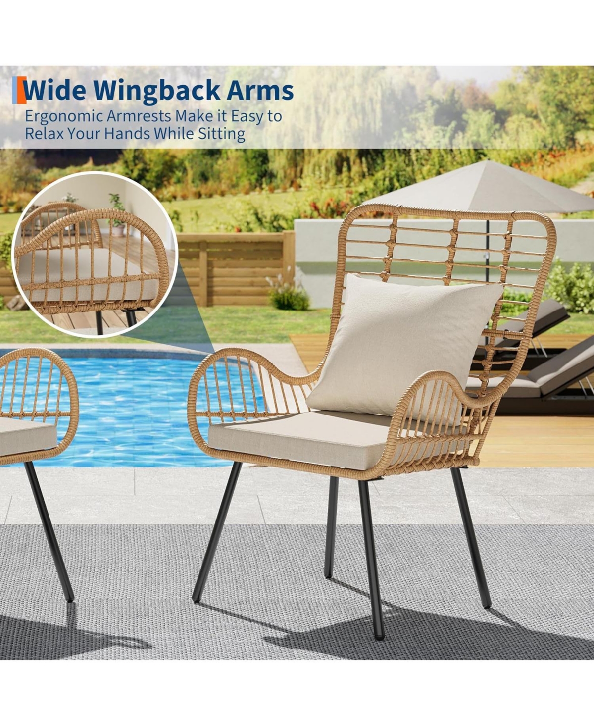 gaomon Patio Wicker Chairs Set of 2