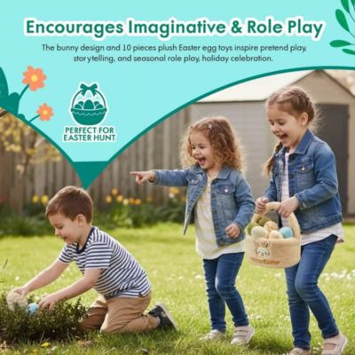 Easter Plush Bunny with Carrot & Easter Egg Plush Basket Toy Set, Cute Easter Stuffed Animals, Easter Basket Stuffer Toys for Newborns