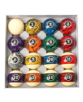 2 1/4-Inch Marble Swirl Professional Regulation Size Billiards Pool Balls Set, Standard 16 Balls Set