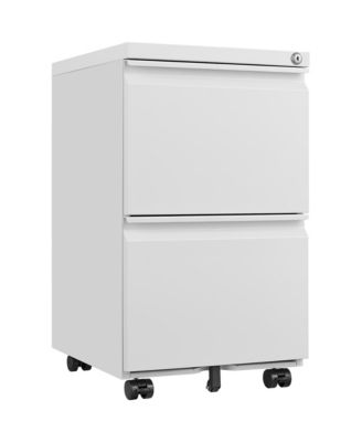2 Drawer Mobile File Cabinet, Under Desk Filing Cabinet on Wheels, Metal Vertical Storage Cabinet with Lock for Legal/Letter/A4 File