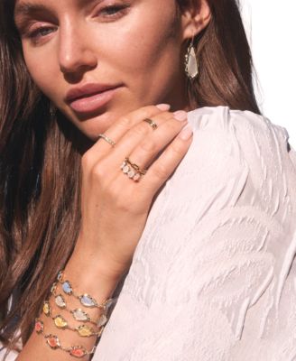 Imitation Pearl and 14k Gold Over Brass Adriana Scallop Frame Chain Bracelet