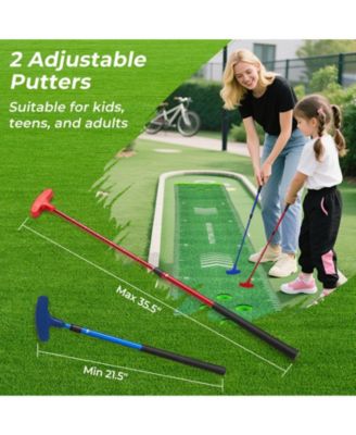 11 ft Putting Green Mat with 2 Adjustable Putters & 6 Balls