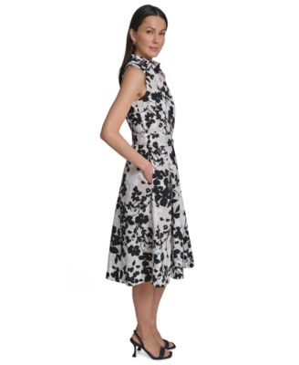 Women's Floral Sleeveless Collared Midi Shirtdress