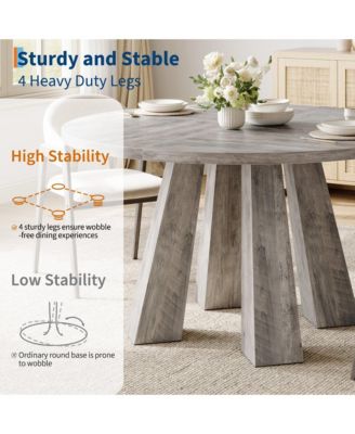 Round Dining Table for 4-6 People, 47 Inches Dining Room Table with Wooden Pedestal Base