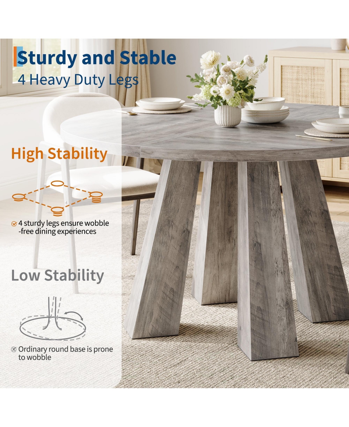 gaomon Round Dining Table for 4-6 People