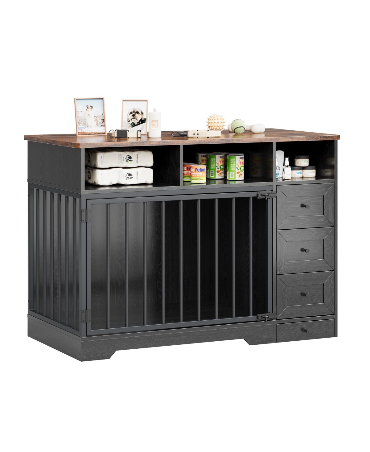 gaomon 47.8 Inch Dog Crate Furniture Kennel with Doors Wooden Pet House with Drawers and Storage Cabinet