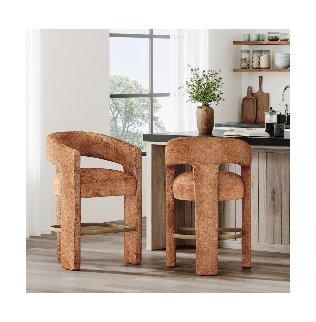 Jofran Mid-Century Modern Faux Leather Upholstered Counter Height Barstool (Set of 2)