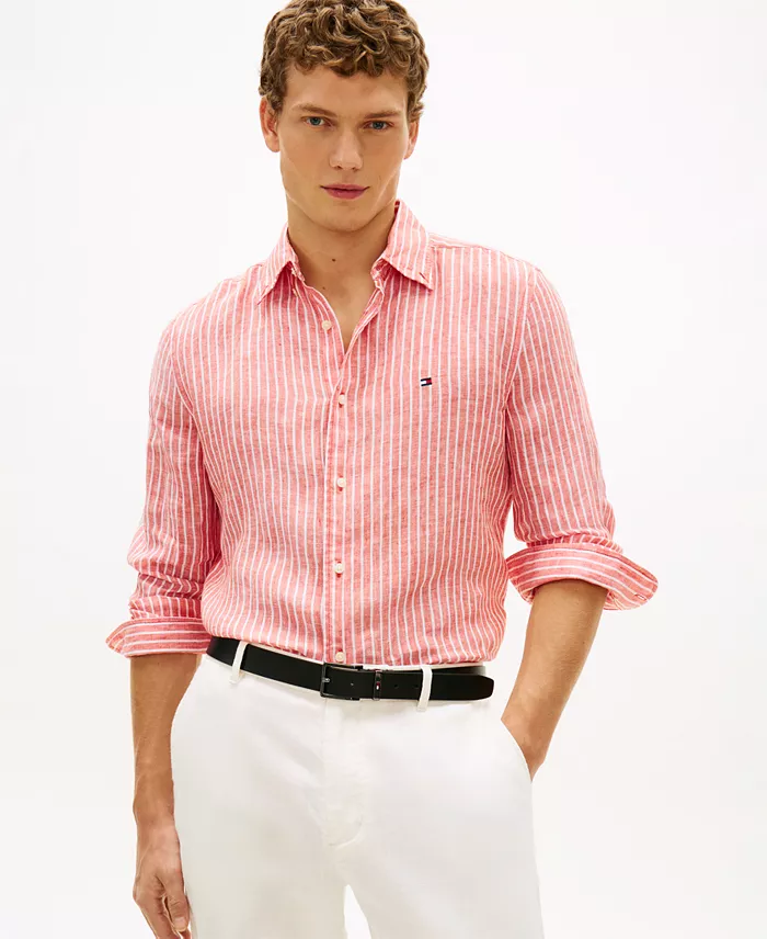 Men's 100% Linen Bengal Stripe Shirt - thumbnail 5