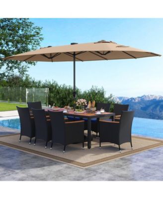 11 PCS Patio Dining Set 15ft Double-Sided Patio Umbrella (Base Included)