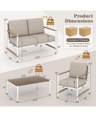 Set Of 4 Patio Furniture Set Patio Loveseat Sofa w/ a Coffee Table 2 Single Couch