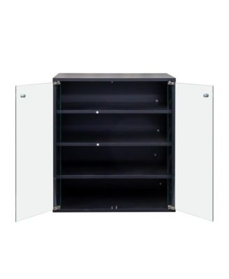 4-Tier Wooden Shoe Box, Stackable Sneaker Display Box with RGB LED Light, Shoe Storage Bin for Hallway and Entryway