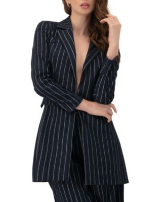 Women's Striped Blazer with Patch Pockets