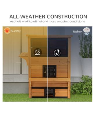 3-Tier Outdoor Feral Cat House with Escape Door & Asphalt Roof