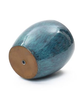 Oceanside Teal Ceramic Planter Pot , 11.8” Tall Glossy Plant Container with Drainage Hole