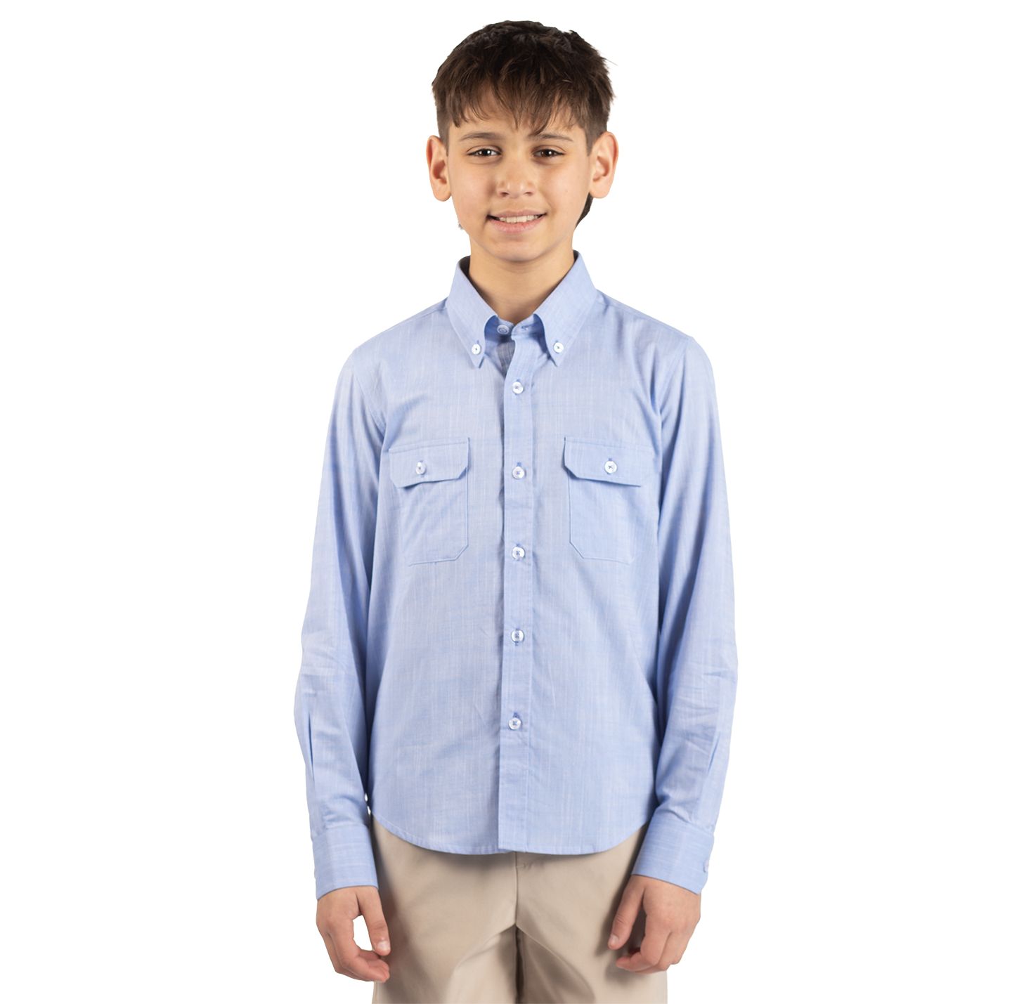 Рубашка Tailorbyrd Men's Signature Chambray Long Sleeve Shirt для мальчиков — фото 1