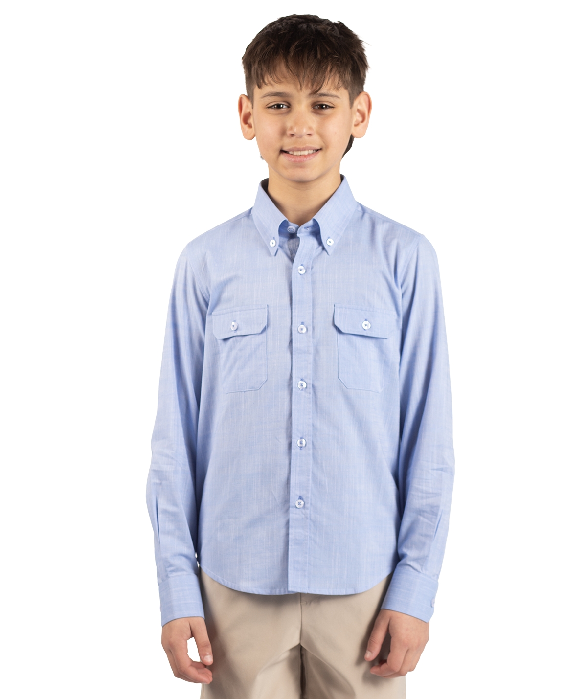 TailorByrd Big Boys Men's Signature Chambray Long Sleeve Shirt