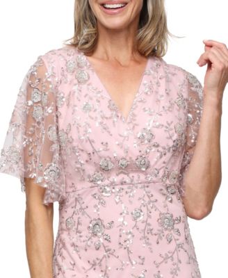 Women's Beaded Surplice Neck Long Dress