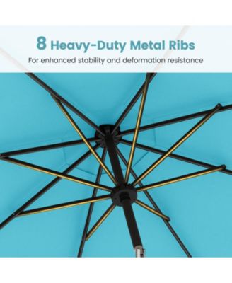 10 FT Solar Patio Umbrella w/96 Multi-colored LED Lights & 9 Modes Vented Top