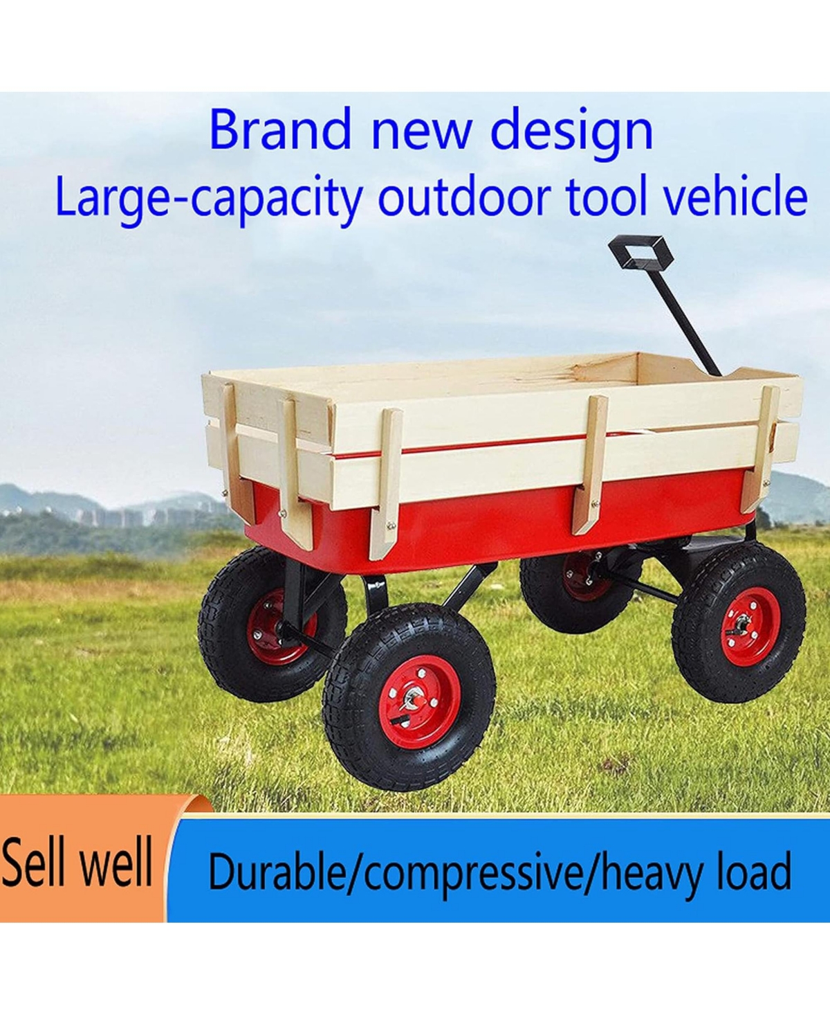 Rainsken Heavy Duty Rolling Garden Wagon