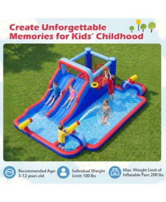 Inflatable Bounce House with 2 Water Slides & 3 Water Cannons, 680W Blower Included