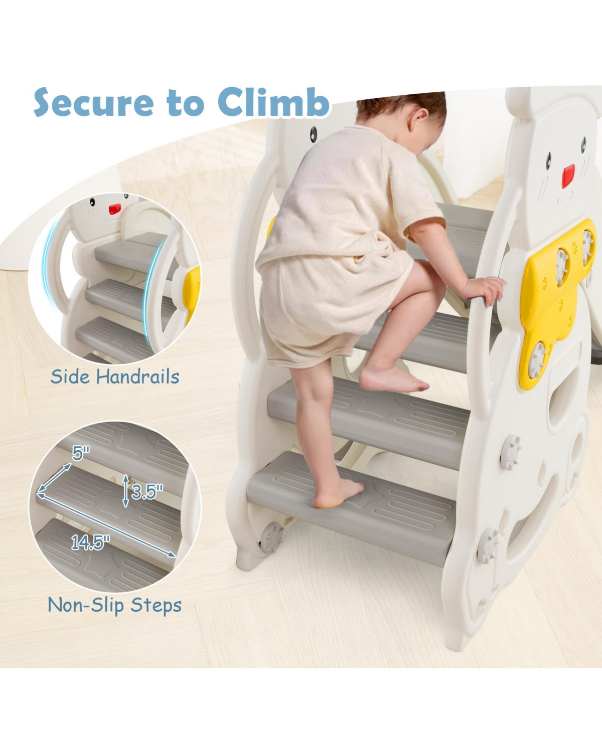 Mecale 7-in-1 Toddler Slide and Swing Set with Adjustable Swing & Basketball Hoop