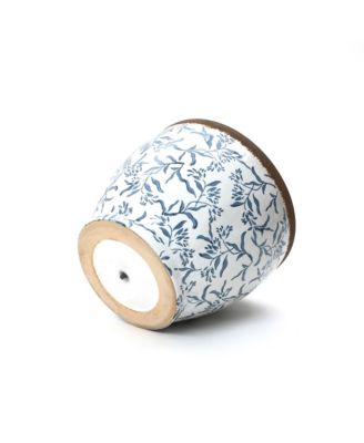  Floral Ceramic Planter, 15.16" Round, Indoor & Outdoor Garden Pot