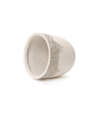 Antique Travertine 15.75" Round Planter, Tapered Pot for Indoor & Outdoor Use