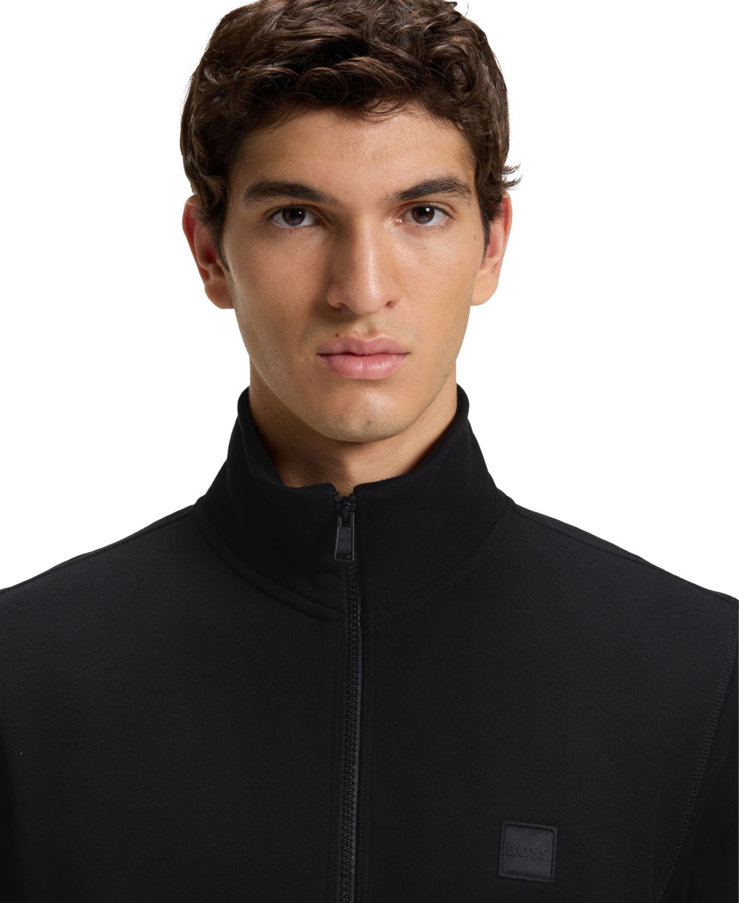 Мужская куртка Hugo Boss Cotton-Jersey Logo Badge, цвет: Чёрный — фото 5
