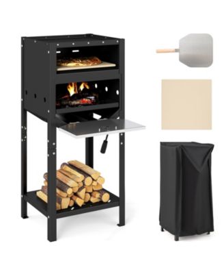 12" Outdoor Pizza Oven with Ash Tray & Wood Storage Compartment