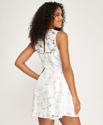 Juniors' Crewneck Shirred Mini Dress