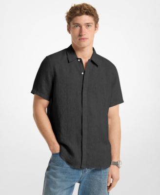 Men's Point-Collar Linen Shirt