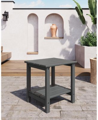 TrailBlaze in Adirondack Square Outdoor Side Table,2-Tier Storage Patio Side Table